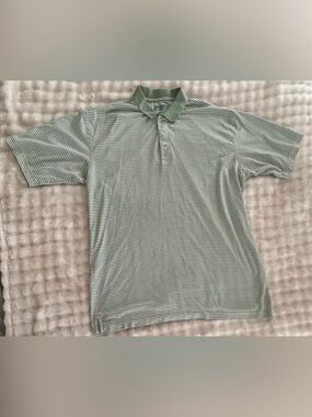Allen Flusser Men’s Light Green Striped Polo
